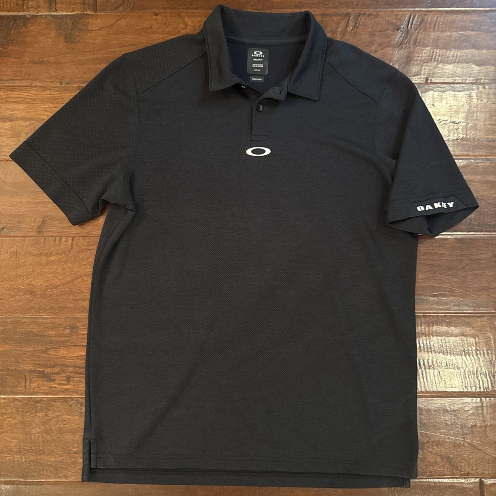 Oakley Aero Ellipse Golf Polo Shirt Fathom Black Short Sleeve Size Medium